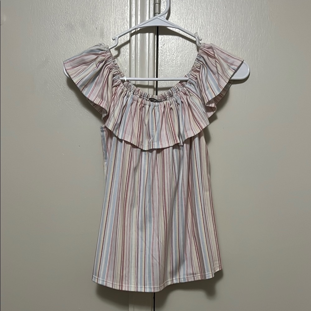 Striped Off-Shoulder Ruffle Top